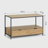 CARLA HOME Coffee Table with 2 Drawers - Open Shelf - Brown - Rustic - Steel - Living Room Bedroom V178-36449