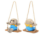 Swing Animal Hanging Teddy Dog Cartoon Garden Decoration Pendant Style Resin Statue CraftsGray V1294-YM0901-3111210157612