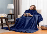 Blue 180 x 120CM Extra Large Wearable Wrap Blanket with Sleeves and Large Pocket, Cozy Thickened V888-ELOSUNG52503