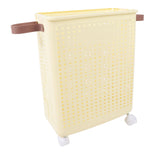 Laundry Hamper Creamy White PP Foldable Laundry Basket with Wheels for Dirty Clothes L V1294-YM0901-3117250020911