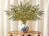 PreLit Pine Stems, 4Pcs 13.78" Lighted Norfolk Pine Branches with Warm LED Lights, Artificial Pine V1366-AZ2-W-24885
