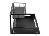Under Sink Storage Rack 2 Tier Pull Out Cabinet Organizer Metal Shelf for Kitchen and Bathroom Black V1294-YM0901-3118250133211