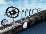 Aqua Buddy Pool Cover 600 Micron 12x6.4m w/ Roller 6.55m Swimming Pools Black Solar Blanket PC-120X64-LA-BK-BL-64ROL