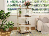 4-Tiered Floor Standing Storage Rack Acrylic Bookshelf with Crystal-like Casters V767-JJ-XM1462