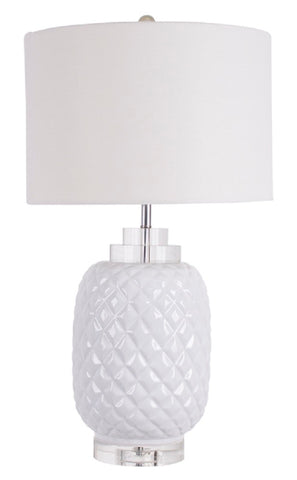 Island White Table Lamp Gloss Ceramic Bedside 67cm V637-29019