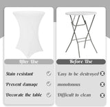 8 Pack Cocktail Table Covers 32x43 Inch Fitted Stretch Spandex Square Corners White Table Cover High V1258-DP02-C-351