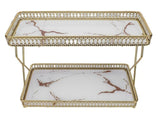 Bathroom Countertop Storage Shelf Space Saving Iron Glass 2 Tier Countertop Organizer for Cosmetics V1294-YM0901-3112250043011