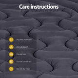 Giselle Bedding 3-Zone Pillowtop Mattress Topper 1000GSM for Back Pain Relief Washable with 45cm TOPPER-3ZONE-CHAR-D