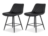 Artiss 2x Bar Stools Kitchen Dining Chair Counter Stool Diamond PU Leather Black BA-K-799-BKX2