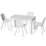 1 Artiss Dining Table and 4 Chairs Set Rectangle White DSET-120WH-5221-WHX4