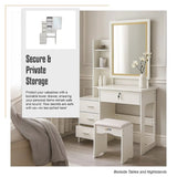 Dressing Table LED Makeup Mirror Stool Set Vanity Desk With Drawer Lighted V63-952301