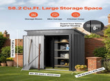 1533 x 876 x 1815 mm Metal Garden Shed, Storage Building with Lockable Door & 2 Louver Vents, Sloped V952-GJF53FTHHSMSOZT3V001V0