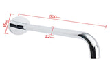 300mm Extra Long Wall Mounted Chrome Round Extention Bathtub Filler Spout Outlet V1233-SP60530CR