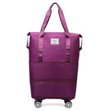 Purple Large Capacity Foldable Travel Bags with Wheels - Lightweight Waterproof Duffel Totes V888-ELOSUNG11534