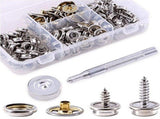 Leather Snap Fasteners Kit, 120 Pcs Metal Button Press Studs with 2 Setter Tools, Leather V1192-AZ-W-17484