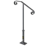 Handrails for Outdoor Steps, Fit 1 or 2 Steps Outdoor Stair Railing, Single Post Wrought Iron V952-LTFSSHSDDZJSFS001V0
