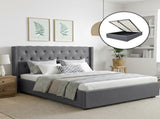 Artiss King Bed Frame Storage Tufted Headboard Gas Lift Base Grey BFRAME-E-TOKI-LUCA-K-GY-AB