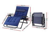 Gardeon Sun Lounge Lounger Folding Camping Zero Gravity Chair Outdoor Furniture XL Blue FF-LOUNGE-DSXL-BU