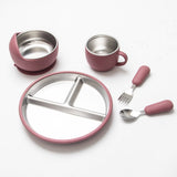 5-Piece Set - Children's Plate - Baby Plate in Stainless Steel - BPA-Free - Non-Slip - Unbreakable V1188-MS-313-0345