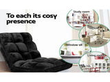 Artiss 2X Lounge Sofa Bed Flannel Fabric Black FLOOR-SBL-M193-S-BKX2