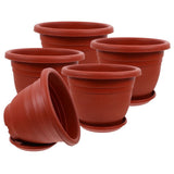 5-Pack Red Terracotta Pots with Tray for Houseplants and Garden Planting V1366-AZ2-W-13558