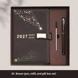 2027 Hardcover Daily Planner Textured Faux Leather Cover, Smooth Eye-Friendly Thick Paper, Gift Box V1232-JSBLH-005