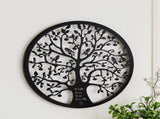 Artiss Metal Wall Art Hanging Sculpture Home Decor Leaf Tree of Life Round Frame MWA-B-ROUN-01-BK