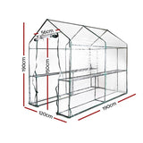 Green Fingers Greenhouse 1.2x1.9x1.9M Walk in Green House Tunnel Clear Garden Shed 4 Shelves GH-WALK-19X12-TP