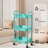 3 Tier Kitchen Storage Cart with Armrests Rolling Utility Cart Bathroom Toiletries Organizer Slim V1366-AZ2-W-11912