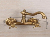 Antique Bathtub Faucet Dual-Handle Brass Wall-Mounted Tub Faucet with Shower, Hot & Cold Mixer, V1107-113-40944-BRO-SHORT3
