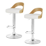 Artiss 2x Bar Stools Adjustable Leather Padded White BA-TW-8093-WHX2