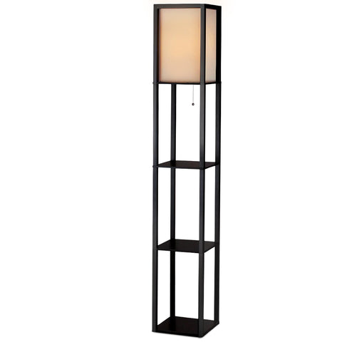 Artiss Floor Lamp 3 Tier Shelf Shelf Storage LED Light Stand Home Room Vintage Black LAMP-FLOOR-SF-3017-A-BK