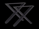 X-Shaped Table Bench Desk Legs Retro Industrial Design Fully Welded - Black V63-834831