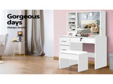 Artiss Dressing Table Stool Set Sliding Mirror White Diane FURNI-L-DRESS02-WH-AB