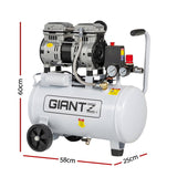 Giantz 24L Air Compressor Quiet 0.75HP Oil-Free Portable Tyre Inflator 40L/Min AC-24L-N-XL-WHT