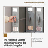 4PCS Foldable Bed Sheet Set Organizer Fabric Storage Bins with Handle Storage Box V63-952341
