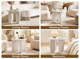 Artiss Round End Table High-Gloss Small Coffee Table Side Bedside Nightstand 40x45cm Cream white FUR-S-COF15-WH