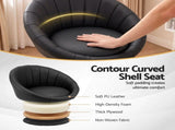 Artiss Bar Stool X2 Gas Lift Adjustable Rounded Shell Backrest PU Leather Black BA-TW-W1061-BKX2