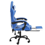 Artiss Gaming Office Chair Executive Computer Leather Chairs Footrest Blue White OCHAIR-G-R4775-FT-BU-WH