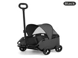 Black Foldable Pet Stroller and Adjustable Sun Canopy - Spacious 4-Weel Wagon with 360&deg Rotating V888-ELOSUNG55905