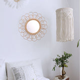 40cm Hanging Mirror Rattan Sunflower Circular Wall Mirror Decor Boho Wicker Dressing Makeup Mirrors V1294-YM0717-10123628