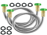 2Pcs 5Ft Short Garden Hose, 304 Stainless Steel Garden Leader Hose with Double Female Connectors, V1192-AZ-W-21629