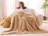 Updated Grey Throw Blanket for Couch and Bed- Super Soft and Warm 3D Checkered Fluffy Fuzzy Fleece V1107-114-51000-BRN3