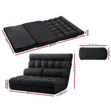 Artiss Floor Lounge Sofa Bed 2-seater Charcoal Suede FLOOR-SBL-170SUE-CHA