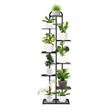 SOGA 8 Tier 9 Pots Black Metal Plant Stand Flowerpot Display Shelf Rack Indoor Home Office Decor FPOTH06