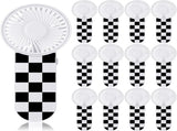 12 Pcs Race Car Party Favors Portable Fan Bulk Mini Handheld Personal Fans Checkered Black and White V1259-DP01-A-5558