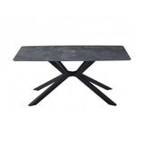 Dining Table Rectangular Shape Green Sintered Stone Top Powder Coated Iron Legs V43-DT-REX