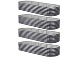 Green Fingers 4 Pcs Raised Garden Bed Kit Oval Galvanized Steel Planter Boxes 240x80x56cm, Heavy GARDEN-OVAL-AG-2408056X4