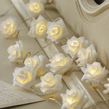 50 White Rose 3D Fairy Lights 5M LONG String, Battery Indoor & Outdoor Decorations Wedding V382-WHITEROSEBATT50