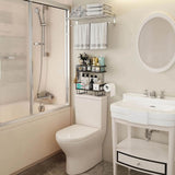 2-Tier Bathroom Organizer Two Tier Shelves Over The Toilet Storage Shelf Black V1192-AZ-W-27849